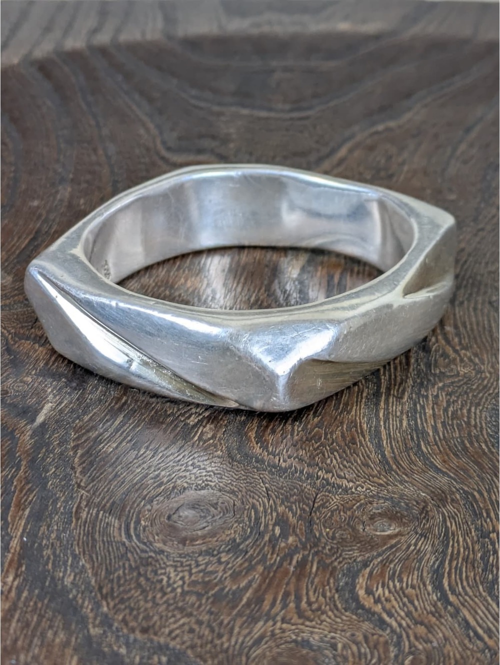 1990's Sterling Silver Abstract Bangle View 2